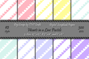 Download Pastel Hearts in a Line Digital Scrapbook Paper Pack - Digital scrapbook Collection
