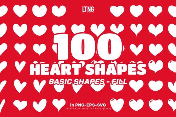 Download 100 Heart Shapes Basic Fill - Fill Collection