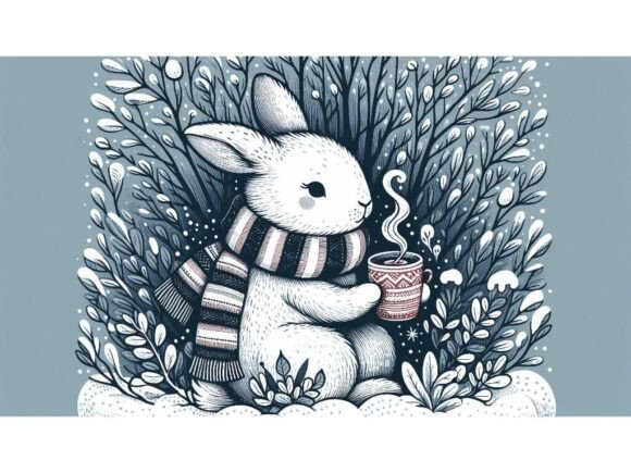 Download A Rabbit Nestled in a Snowy Bush, Wearin - Premium Resources