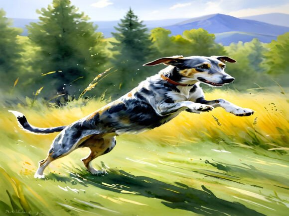 Download Wall Art a Painting of a Dog Running - Painting Collection