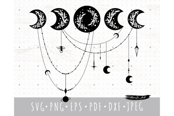 Download Floral Boho Moon Phases SVG PNG Files - Moon phases Collection