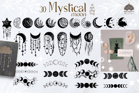 Download Mystical Moon and Moon Phases SVG PNG - Moon phases Collection