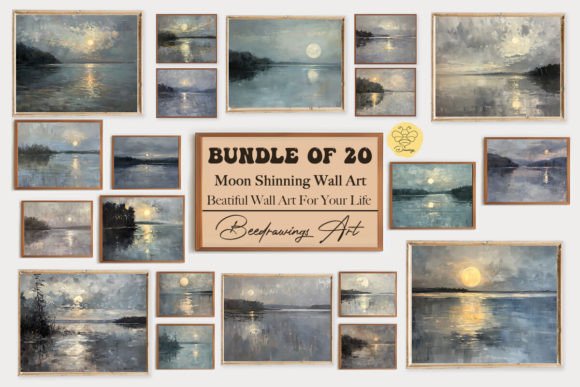 Download Oil Painting Moon Shine Wall Art Bundle - Painting Collection